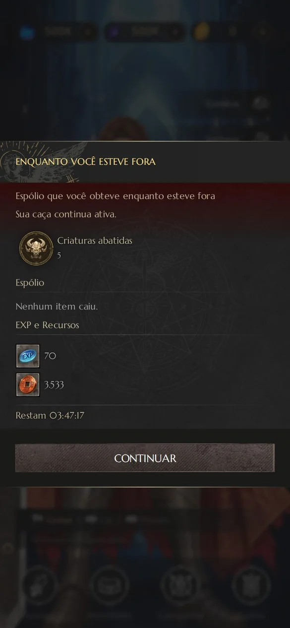 Resumo da caçada offline do Krownfall