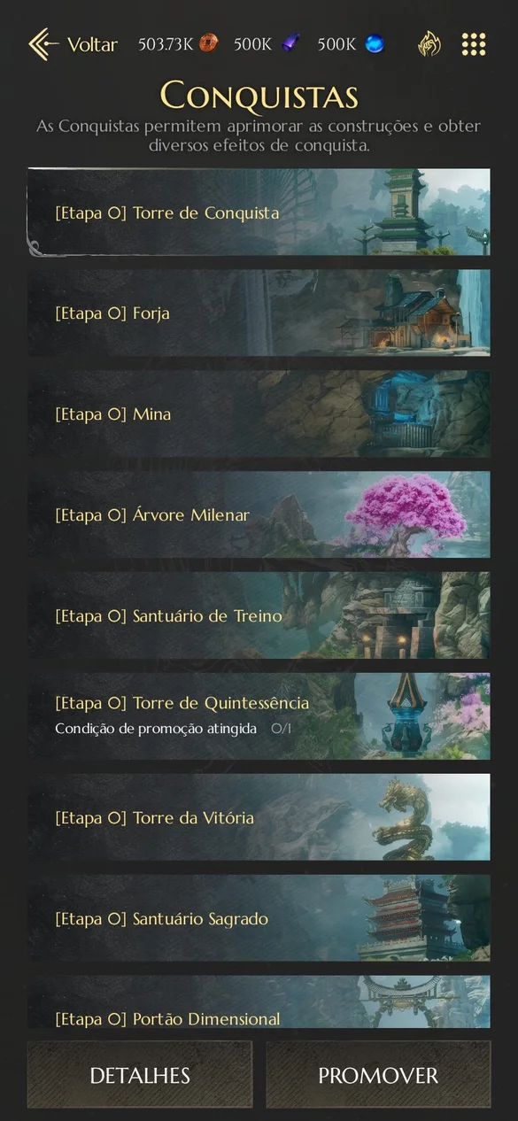 Tela de Conquistas do Krownfall